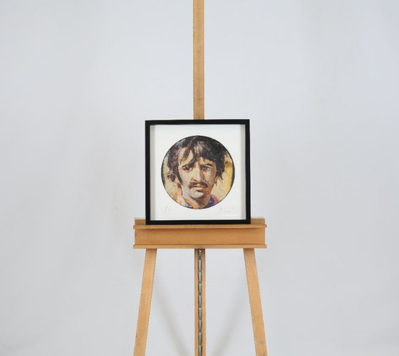 Image 1 of Oliver Jordan (1958) - Portrait de Ringo Starr - 2005 - Huile sur microsillon - 43 x 43 cm