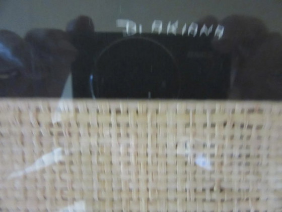 African Wood & Rattan Framed Picture Signed D. Akiana, Vintage – Paintings & Drawings, Glass (photo 3 of 9)