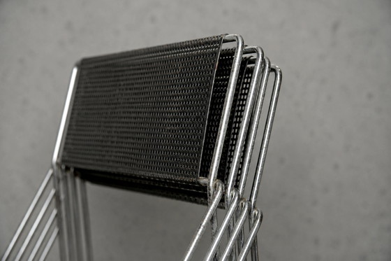 Image 1 of Vintage minimalistische metalen X-Line stoelen van Niels Jørgen Haugesen voor Hybodan, jaren 70, set van 4