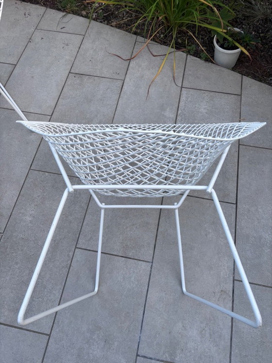 Image 1 of Bertoia Diamond Knoll vintage white armchairs - iconic design