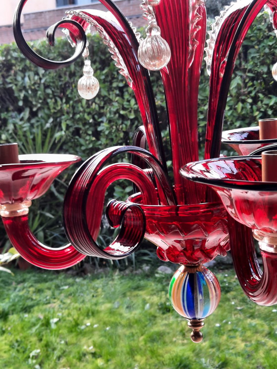 Image 1 of Lustre à trois lumières en verre de Murano