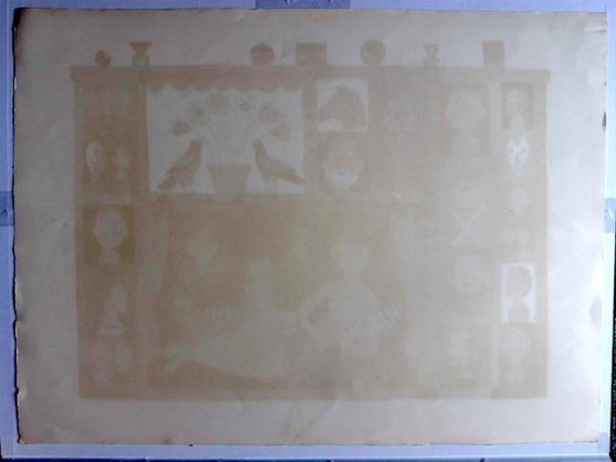 Image 1 of Lithographie de Jacques Margerin « Scène de théâtre aux chats »