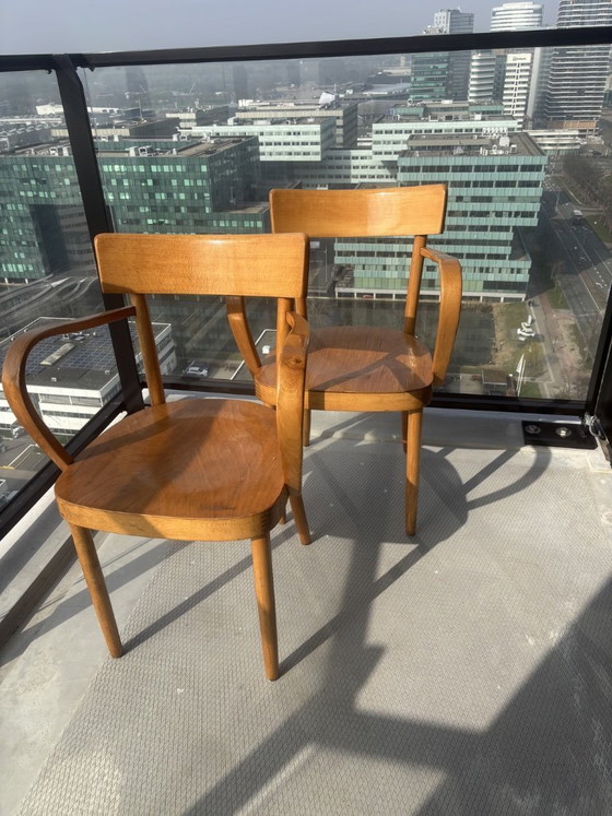 Image 1 of 2x wooden vintage chairs with curved design