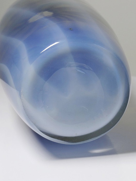 Image 1 of Pair of vintage Murano glass vases in smoked glass lined with opaline glass, soap bubble design