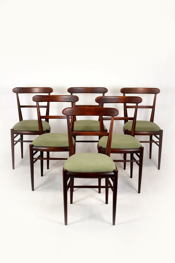 Image 1 of Gerestaureerde eethoek in mid-century modern stijl, Tsjechoslowakije, jaren 60, set van 7