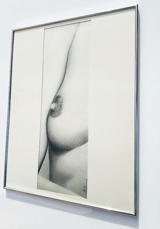 Image 1 of Figurative Zeichnung in Graphit. Frankreich, 1980er Jahre.