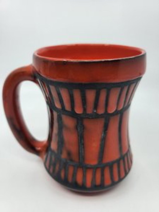 Mug Roger Capron Céramique Rouge Vallauris France 1950
