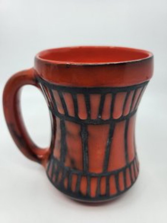Image 1 of Taza Roger Capron Cerámica roja Vallauris Francia 1950