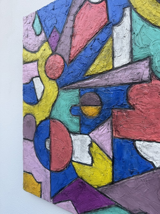 Colorful Geometric Abstract Painting – schilderijen tekeningen, Canvas (photo 2 of 13)