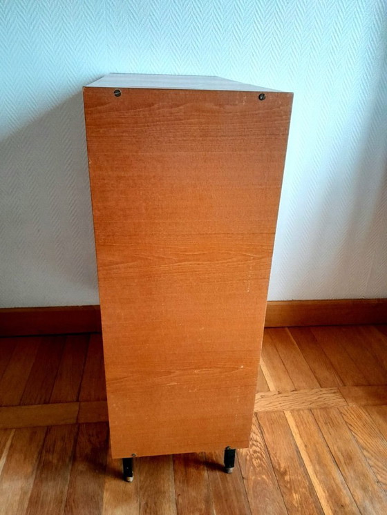 Image 1 of Mid-century vintage cherry wood shoe cabinet