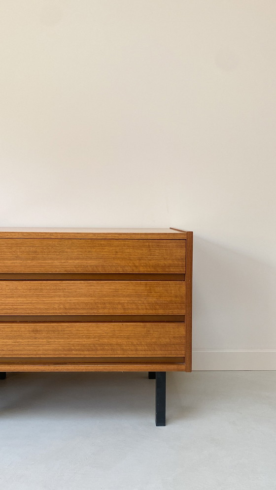Image 1 of Vintage Wooden Chest of Drawers With 3 Drawers And Metal Legs