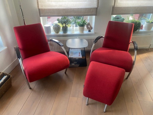 2 fauteuils Gelderland avec un ottoman Modèle 5470