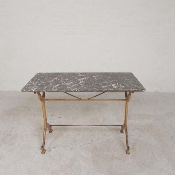 Image 1 of Garden Table, Bistro Table A. Delail Toulouse With Marble Top, 1920s