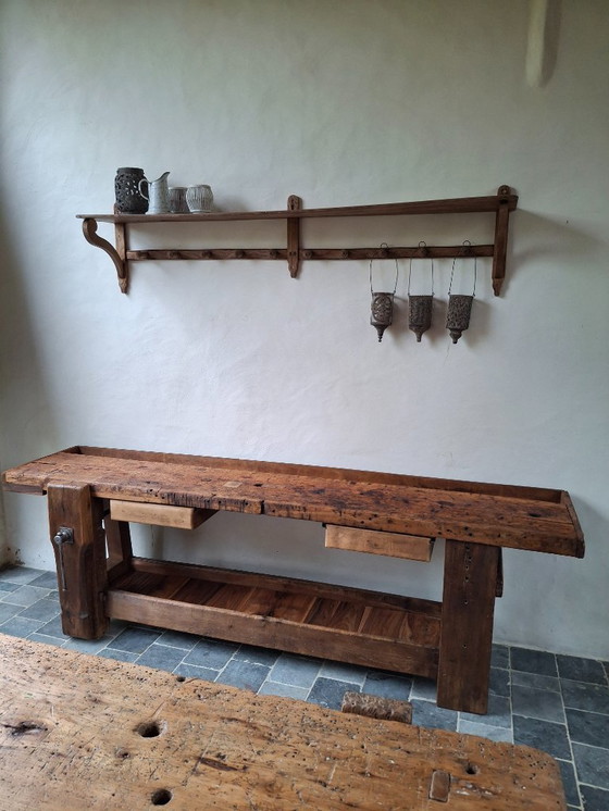 Image 1 of Large oak furniture maker's workbench