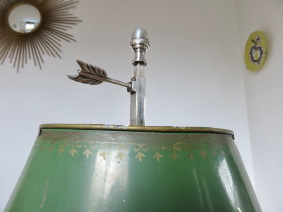 Image 1 of Antique French bouillotte lamp in chromed bronze and lacquered sheet metal, 1930