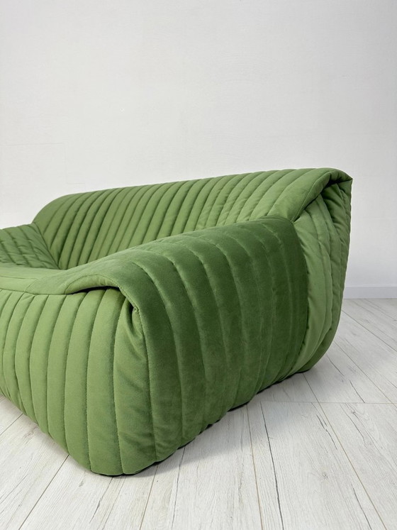Image 1 of Canapé Sandra vintage d'Annie Hiéronimus pour Cinna, velours vert, design français, années 1970
