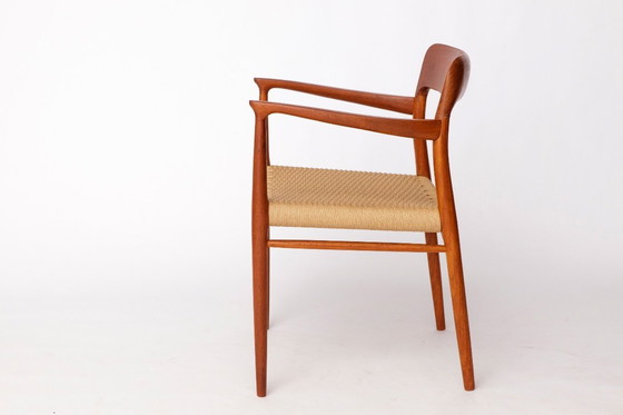 Image 1 of Fauteuil Niels Otto Møller n° 56 – Teck et corde danoise – 1954 – Style danois moderne du milieu du siècle – Restauré avec répar