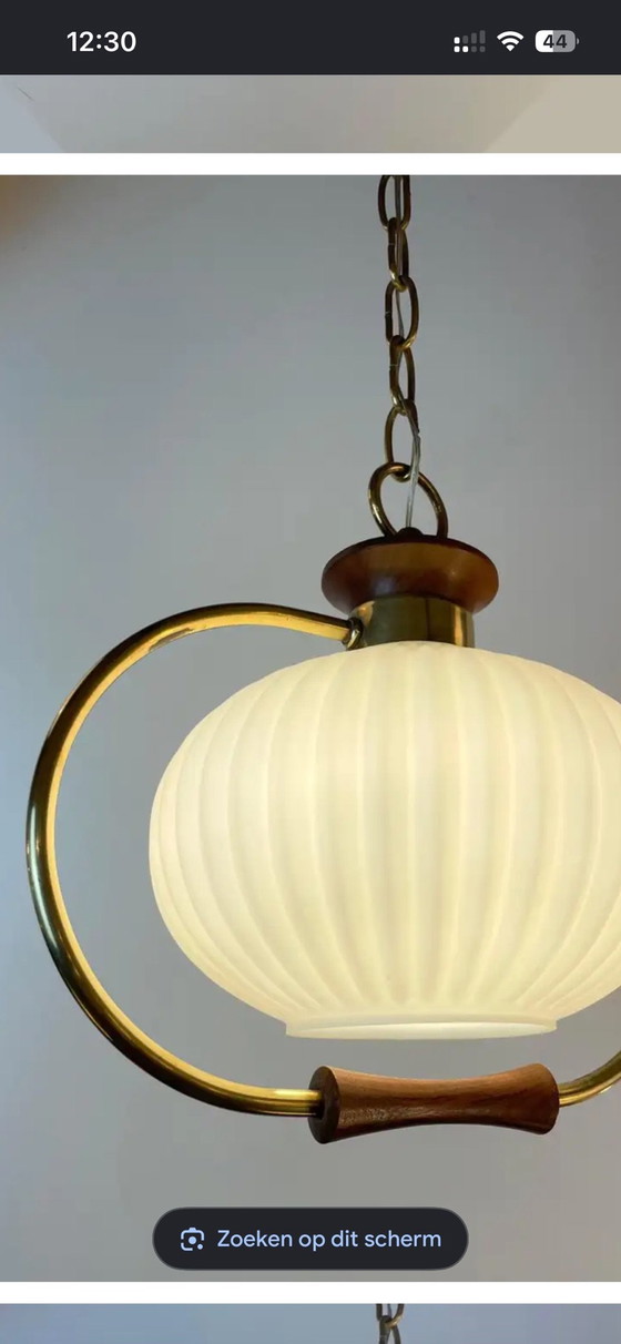 Suspension Mid-Century Moderne par Massive, Belgique, Années 60, Verre, Or, Doré (photo 4 sur 11)