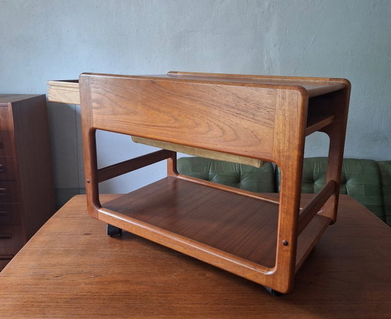Image 1 of Teak Multifunctional Bar Cart Serving Trolley, Denmark 1960s