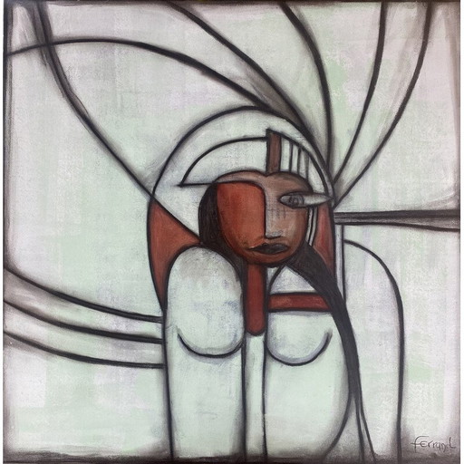 Vintage Maya-Gemälde von André Ferrand