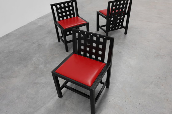 Image 1 of Ensemble de 4 chaises de salle à manger DS3 par Charles Rennie Mackintosh pour Atelier international, Italie, années 1970