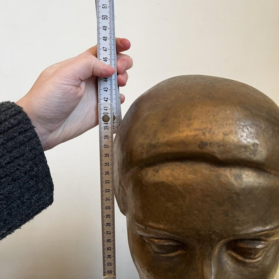 Robert Delnest, Woman's Bust, 1961, Bronze – Sculpture, Marble, Art Deco (photo 10 of 17)