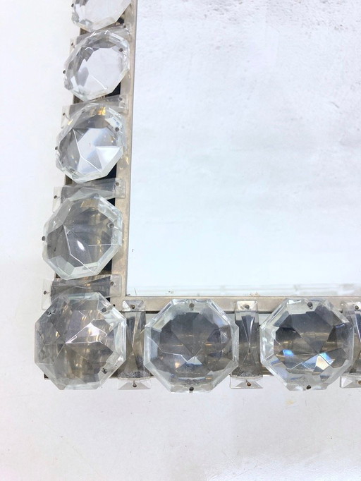 Square illuminated wall mirror by Bakalowits 60s design