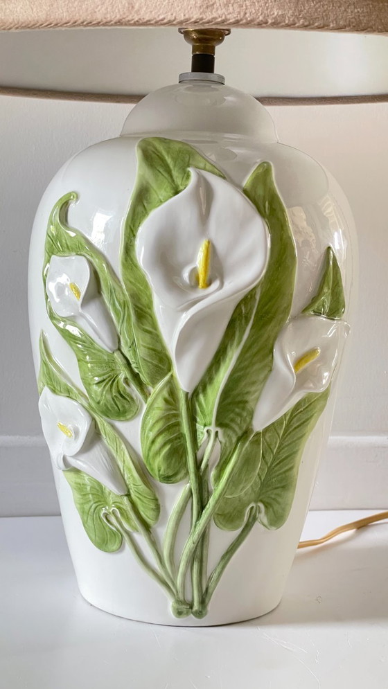Image 1 of LAMPE Italienne Fleurs d'ARUM Vintage