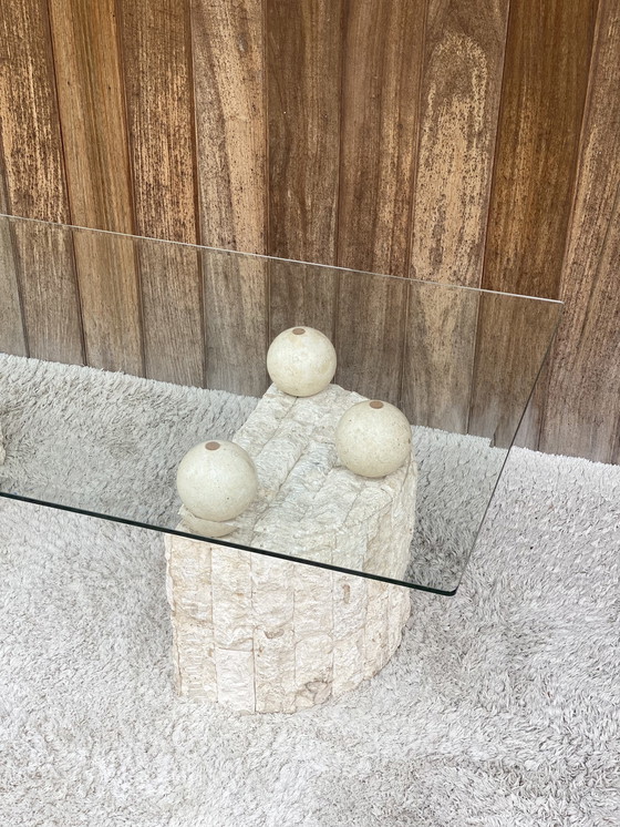 Image 1 of Tavolino da caffè vintage in pietra mactan