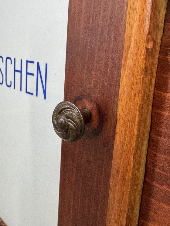 Image 1 of Antique kitchen cabinet with porcelain drawer plates | ca. 1900-1930