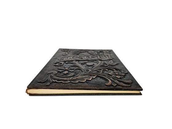 Image 1 of 'Gjestebok' - Livre d'or - Raccords en cuivre - Norvège - Années 1930