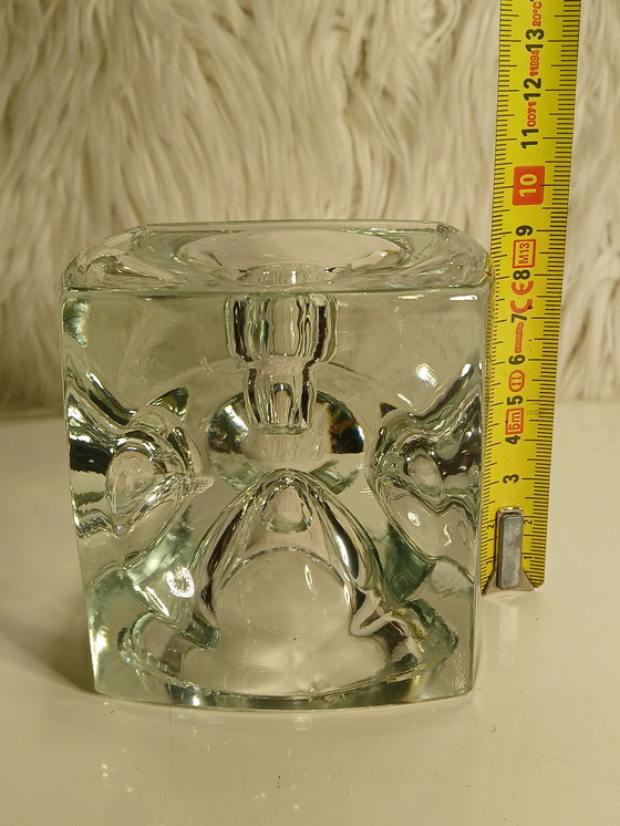Image 1 of Portacandele a cubo in vetro in stile moderno di metà secolo