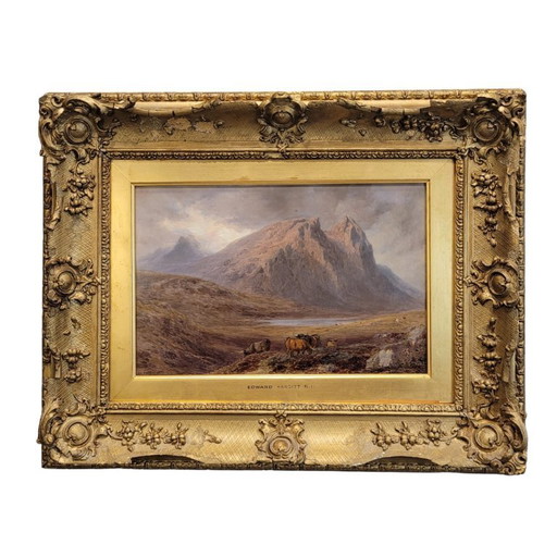 Óleo sobre tabla “Vista del valle de Glencoe”, Edward Hargitt, 1877 – Escocia