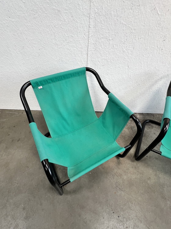Image 1 of Zwei dänische Vintage-Sessel, Xcol, schwarzer Stahl mit grünem Stoff, 1980er Jahre