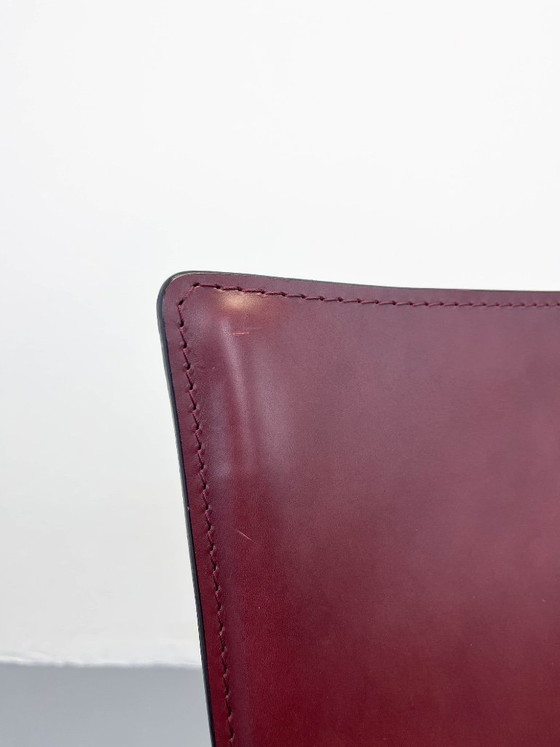 Image 1 of Set of 2 Cassina CAB 410 Stools Mario Bellini Leather Bar Stools Bordeaux Red