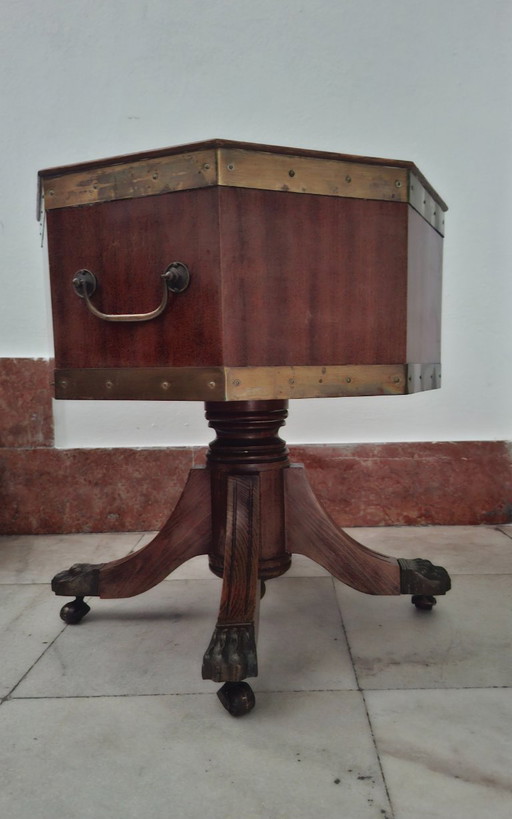Antiguo Enfriador de Vino inglés sobre pedestal - Victoriano/Eduardiano