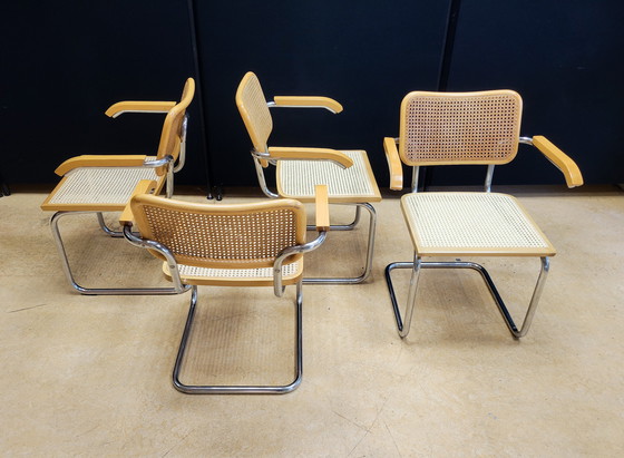 Image 1 of Vintage Cesca Eetkamerstoelen Van Marcel Breuer, Italy 1980