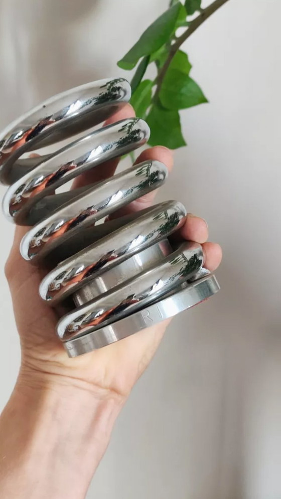 Image 1 of Pot Porte-Stylo « Ressort » en Acier – Design Années 70