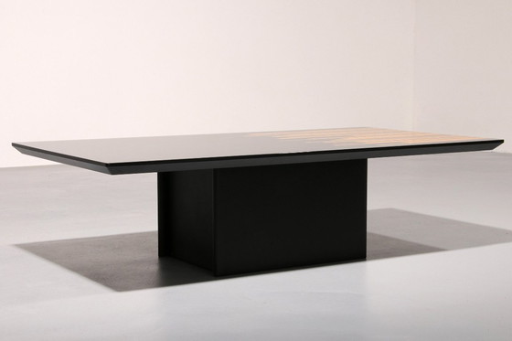 Image 1 of 1980s Italian Coffee Table in Black and Yellow Lacquered wood