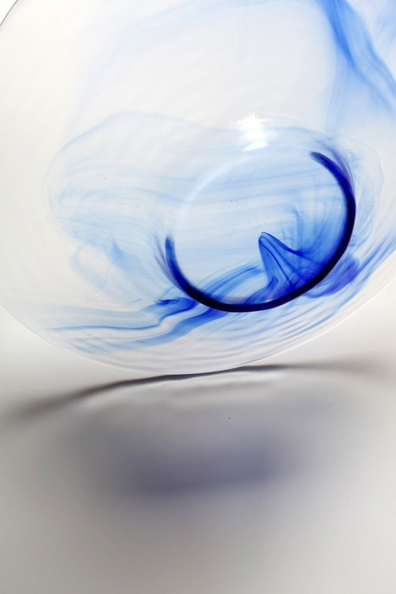 Image 1 of Vintage Blue Swirl Glass Fruit Bowl / Bormioli Rocco / Italy / 1990s