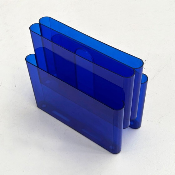 Image 1 of Lucite Blue Magazine Rack by Giotto Stoppino for Kartell, 1970s
