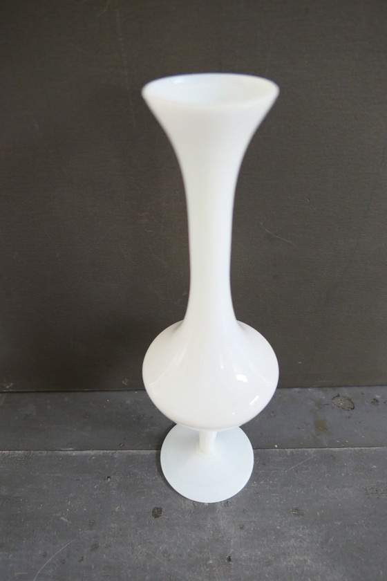 Image 1 of Vintage Opaline Vase White on Foot