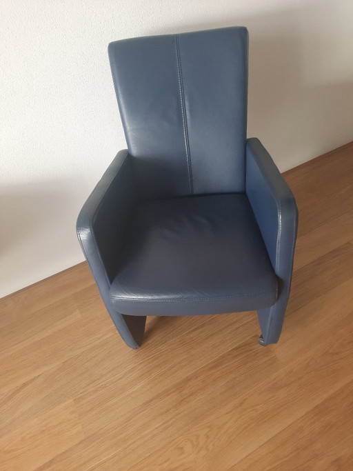 6 blue leather Dining chairs