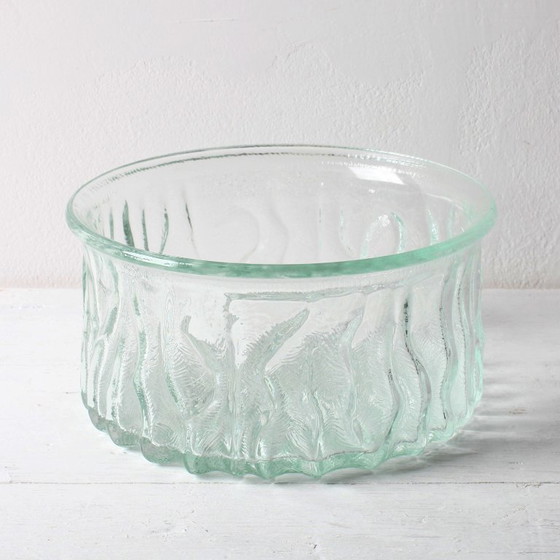 Image 1 of Vintage Pressed Glass Fruit Bowl: Large Bohemian Glass Union Centerpiece / 1970s