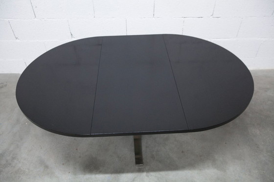 Image 1 of Osvaldo Borsani black and chrome round height-adjustable table with extension