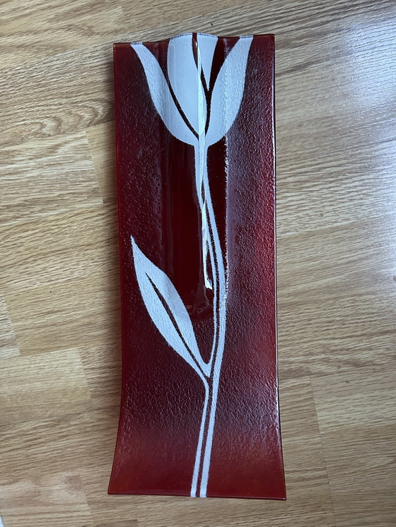 Image 1 of Vaso in vetro artistico fuso d'epoca Carneol, tulipano