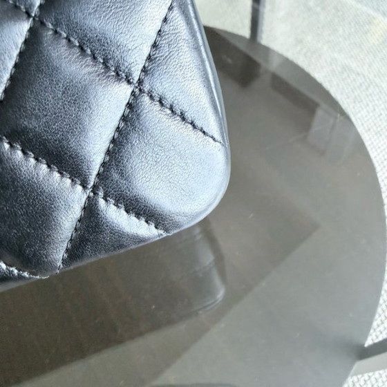 Image 1 of Chanel Medium Flap Vintage - Quilted Lambskin Black Gold Hardware Series 1