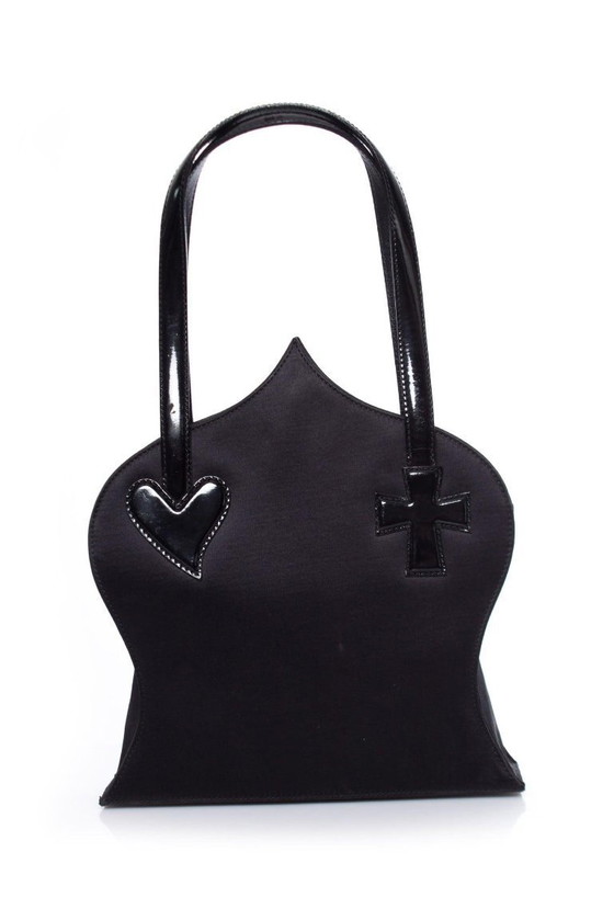 Image 1 of Borsa Christian Lacroix in seta e pelle verniciata.
