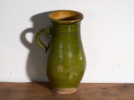 Antique folk glazed pottery jug – Central Europe, circa 1930 – Crockery, Rustic (photo 29 of 40)