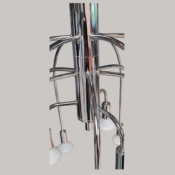 Image 1 of Grand lustre italien Sciolari chromé - 15 points lumineux